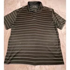Nike Golf Dri-FIT Striped Polo Shirt - Black/White Stripes